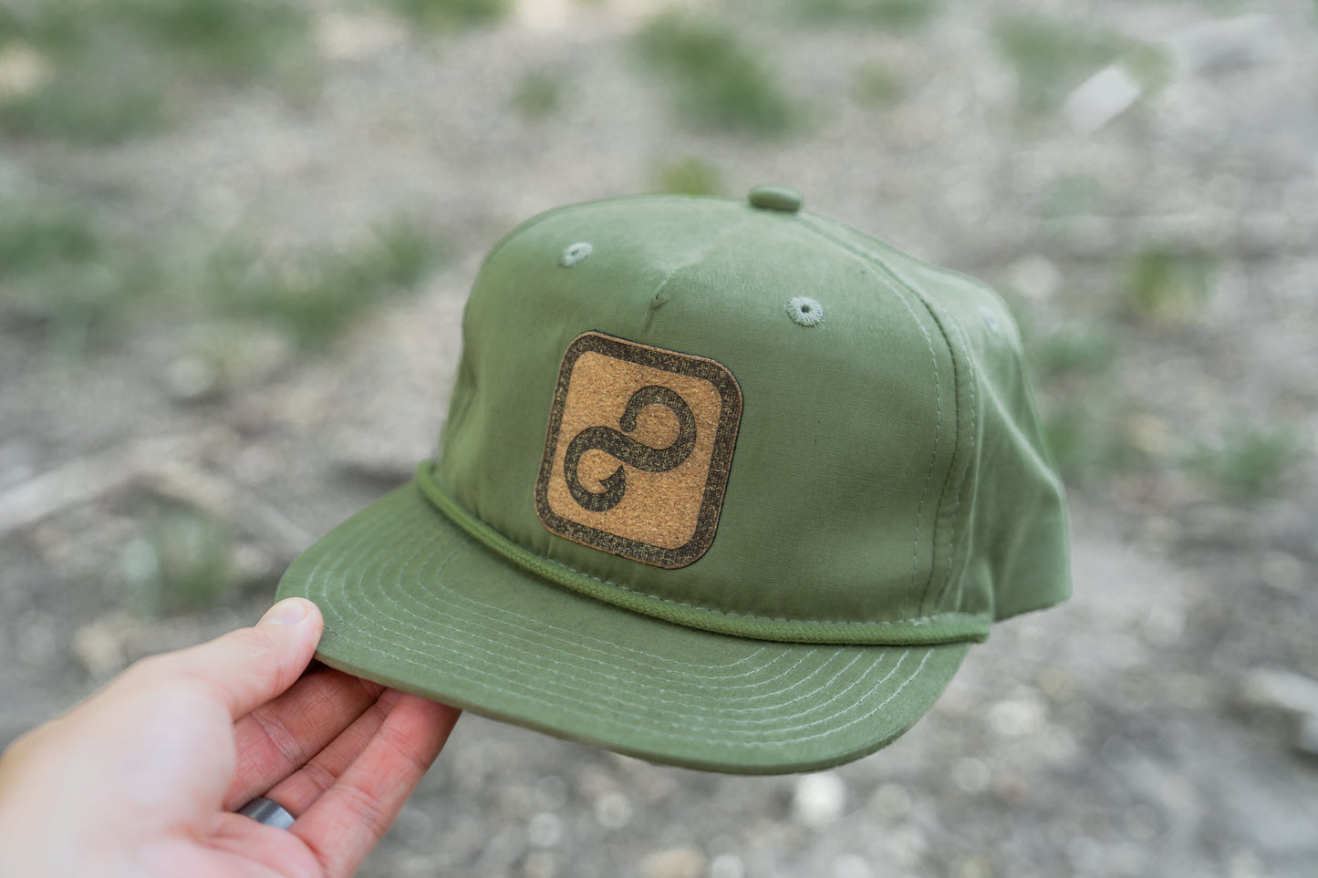 Green/Tan Flat Bill Rope Hat